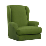 Max Jacquard Stretch Wing Back Armchair Cover Wingback Sofa Slipcover Green