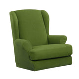 Max Jacquard Stretch Wing Back Armchair Cover Wingback Sofa Slipcover Green