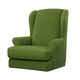 Max Jacquard Stretch Wing Back Armchair Cover Wingback Sofa Slipcover Green