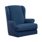 Max Jacquard Stretch Wing Back Armchair Cover Wingback Sofa Slipcover Blue