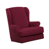 Max Jacquard Stretch Wing Back Armchair Cover Wingback Sofa Slipcover Wine Red