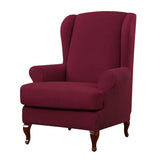 Max Jacquard Stretch Wing Back Armchair Cover Wingback Sofa Slipcover Wine Red