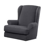 Max Jacquard Stretch Wing Back Armchair Cover Wingback Sofa Slipcover Deep Grey
