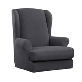 Max Jacquard Stretch Wing Back Armchair Cover Wingback Sofa Slipcover Deep Grey