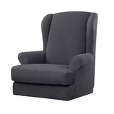 Max Jacquard Stretch Wing Back Armchair Cover Wingback Sofa Slipcover Deep Grey