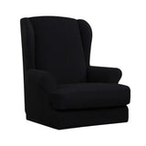 Max Jacquard Stretch Wing Back Armchair Cover Wingback Sofa Slipcover Black