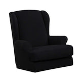 Max Jacquard Stretch Wing Back Armchair Cover Wingback Sofa Slipcover Black