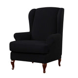 Max Jacquard Stretch Wing Back Armchair Cover Wingback Sofa Slipcover Black