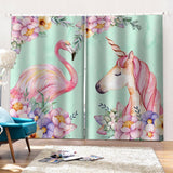 Max Flamingos and Unicorns Bedroom Window Drape 2 Panel Set 140x100cm(55x40inch)