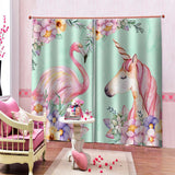 Max Flamingos and Unicorns Bedroom Window Drape 2 Panel Set 140x100cm(55x40inch)