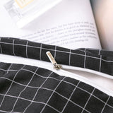 Max 3pcs Set Duvet Cover Pillowcase Bedding Set 229 x 229cm Black Grid