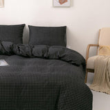 Max 3pcs Set Duvet Cover Pillowcase Bedding Set 229 x 229cm Black Grid