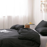 Max 3pcs Set Duvet Cover Pillowcase Bedding Set 229 x 229cm Black Grid