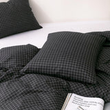 Max 3pcs Set Duvet Cover Pillowcase Bedding Set 229 x 229cm Black Grid