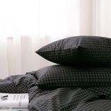 Max 3pcs Set Duvet Cover Pillowcase Bedding Set 229 x 229cm Black Grid