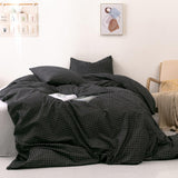 Max 3pcs Set Duvet Cover Pillowcase Bedding Set 229 x 229cm Black Grid