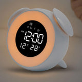 Max Music LED Alarm Clock Wake Up Light Clock for Baby Room Student Clock White
