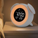Max Music LED Alarm Clock Wake Up Light Clock for Baby Room Student Clock White