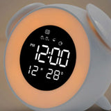 Max Music LED Alarm Clock Wake Up Light Clock for Baby Room Student Clock White