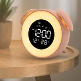 Max Music LED Alarm Clock Wake Up Light Clock for Baby Room Student Clock Pink
