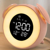 Max Music LED Alarm Clock Wake Up Light Clock for Baby Room Student Clock Pink