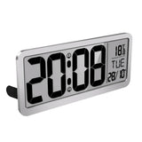 Max 14'' Digital Wall Clock w/ Jumbo LCD Display and Indoor Temperature  Silver