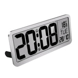 Max 14'' Digital Wall Clock w/ Jumbo LCD Display and Indoor Temperature  Silver