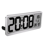 Max 14'' Digital Wall Clock w/ Jumbo LCD Display and Indoor Temperature  Silver