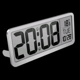 Max 14'' Digital Wall Clock w/ Jumbo LCD Display and Indoor Temperature  Silver