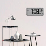 Max 14'' Digital Wall Clock w/ Jumbo LCD Display and Indoor Temperature  Silver