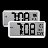 Max 14'' Digital Wall Clock w/ Jumbo LCD Display and Indoor Temperature  Silver