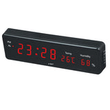 Maxbell Led Digital Alarm Clock Temperature Humidity Display Wall Clock  Red