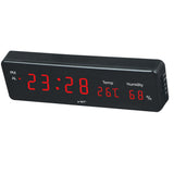 Maxbell Led Digital Alarm Clock Temperature Humidity Display Wall Clock  Red