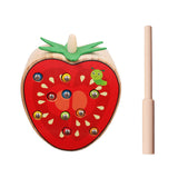 Max Wooden Magnetic Bug Insect Catch Game Toy Kids Montessori Toy Tomato