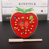 Max Wooden Magnetic Bug Insect Catch Game Toy Kids Montessori Toy Tomato