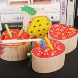 Max Wooden Magnetic Bug Insect Catch Game Toy Kids Montessori Toy Tomato