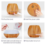 Maxbell 500ml 24V Wood Grain Pattern Home Office Aromatherapy Machine-AU Light Wood
