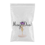Maxbell Rose In Glass Dome Wooden Base Led Flower Lamps Purple