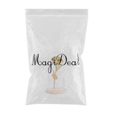 Maxbell Rose In Glass Dome Wooden Base Led Flower Lamps Golden