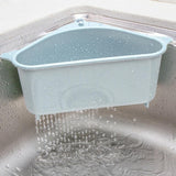 Maxbell Kitchen Sink Corner Drain Basket Sponge Holder Kitchen Tools Organizer Blue