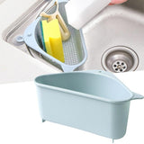 Maxbell Kitchen Sink Corner Drain Basket Sponge Holder Kitchen Tools Organizer Blue