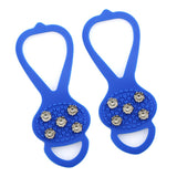 1 Pair 5 Teeth Anti-slip Ice Snow Shoe Walk Cleats Grips Blue