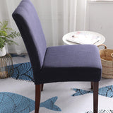 Maxbell Stretchable Jacquard Dining Room Chair Cover for Kitchen Resturant Dark Blue