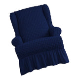 Maxbell Universal Seersucker Wingback Armchair Cover w/ Ruffle Skirts Blue