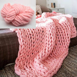 Maxbell Knitted Throw Blanket for Couch Machine Washable Pink