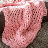 Maxbell Knitted Throw Blanket for Couch Machine Washable Pink