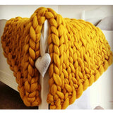 Maxbell Knitted Throw Blanket for Couch Machine Washable Yellow