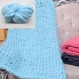 Maxbell Knitted Throw Blanket for Couch Machine Washable Light Blue