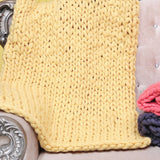 Maxbell Thick Knitted Wool Throw Blanket Chunky Sofa Blanket Kids Adults Beige