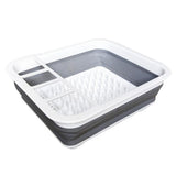 Maxbell Dish Rack Over Sink Adjustable Utensil Drainer Organizer Rack Gray White